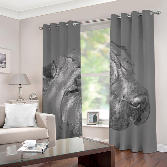 Monochrome Shar Pei Print Grommet Curtains