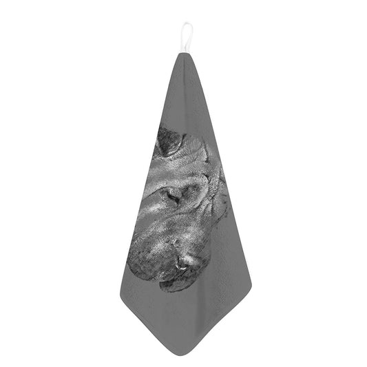 Monochrome Shar Pei Print Hand Towel