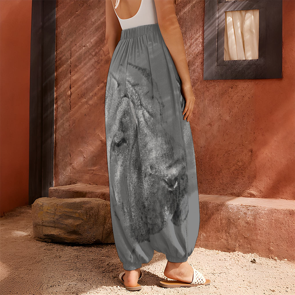 Monochrome Shar Pei Print Harem Pants