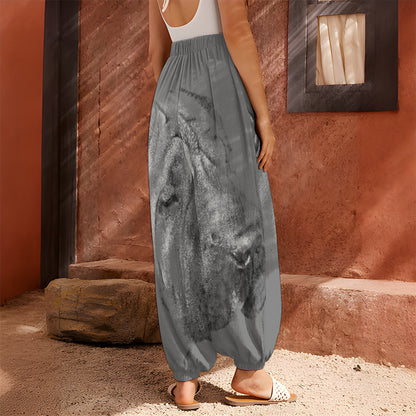 Monochrome Shar Pei Print Harem Pants