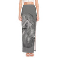 Monochrome Shar Pei Print High Slit Maxi Skirt