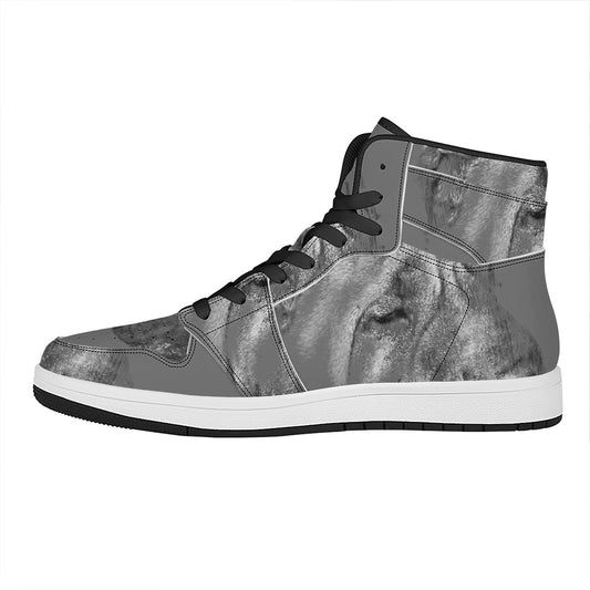 Monochrome Shar Pei Print High Top Leather Sneakers