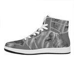 Monochrome Shar Pei Print High Top Leather Sneakers