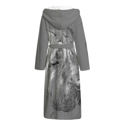 Monochrome Shar Pei Print Hooded Bathrobe