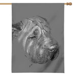 Monochrome Shar Pei Print House Flag