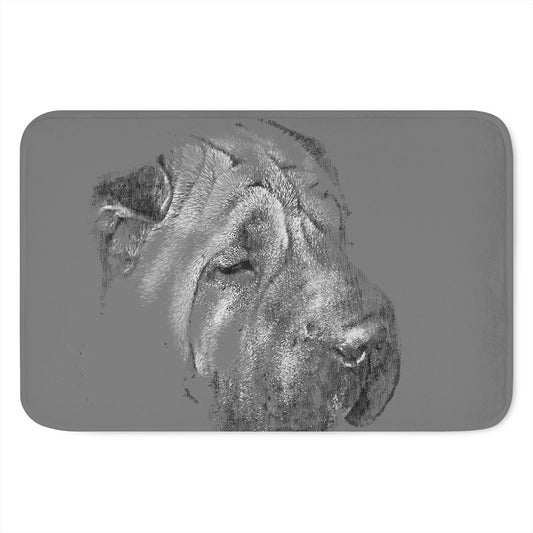Monochrome Shar Pei Print Indoor Door Mat