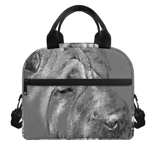 Monochrome Shar Pei Print Insulated Lunch Bag