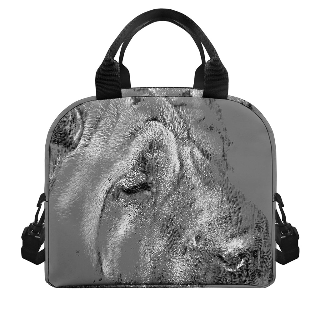 Monochrome Shar Pei Print Insulated Lunch Bag