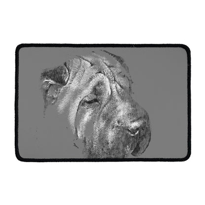 Monochrome Shar Pei Print Kitchen Mat