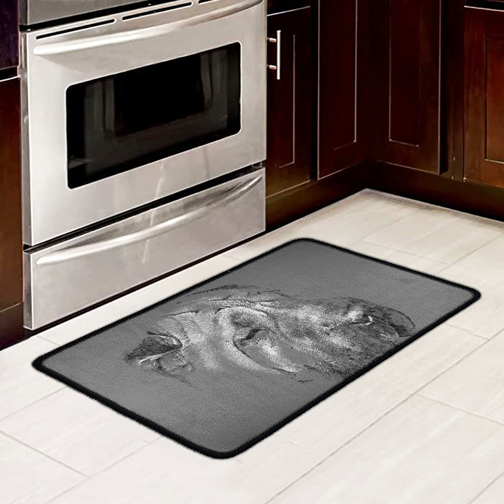 Monochrome Shar Pei Print Kitchen Mat