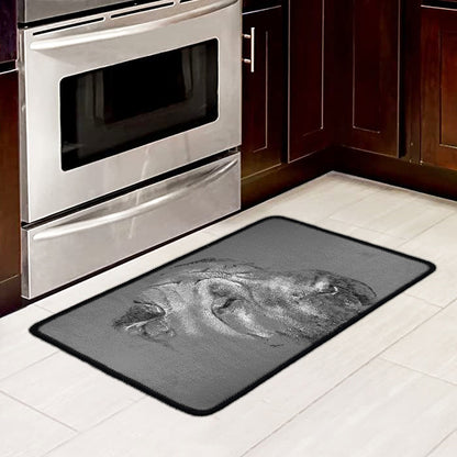 Monochrome Shar Pei Print Kitchen Mat
