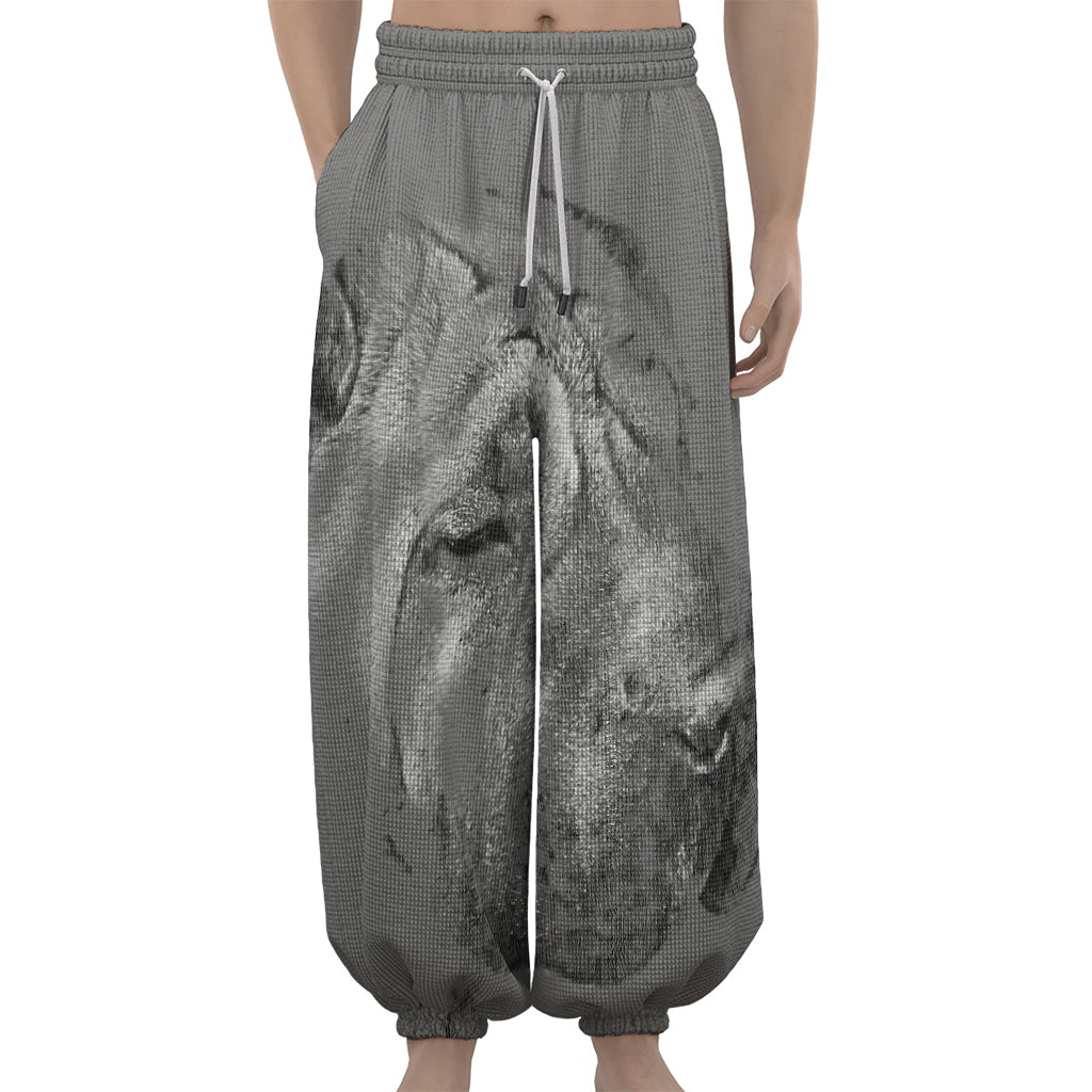 Monochrome Shar Pei Print Lantern Pants