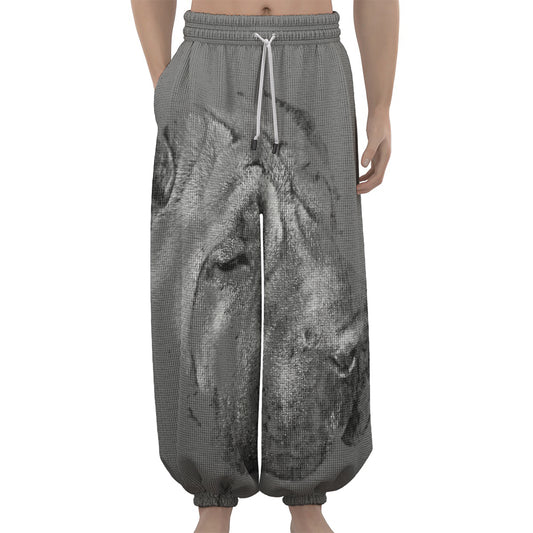 Monochrome Shar Pei Print Lantern Pants