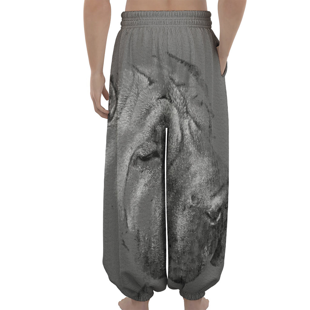 Monochrome Shar Pei Print Lantern Pants