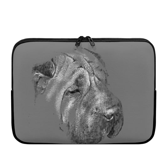 Monochrome Shar Pei Print Laptop Sleeve