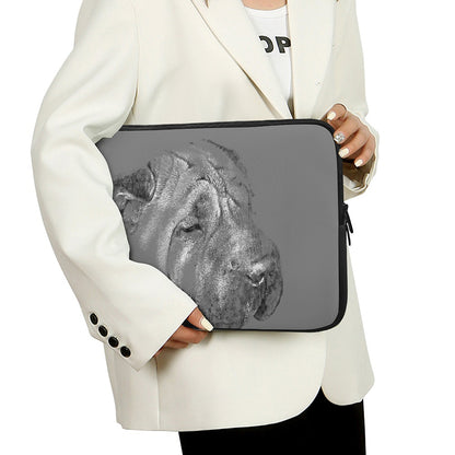 Monochrome Shar Pei Print Laptop Sleeve