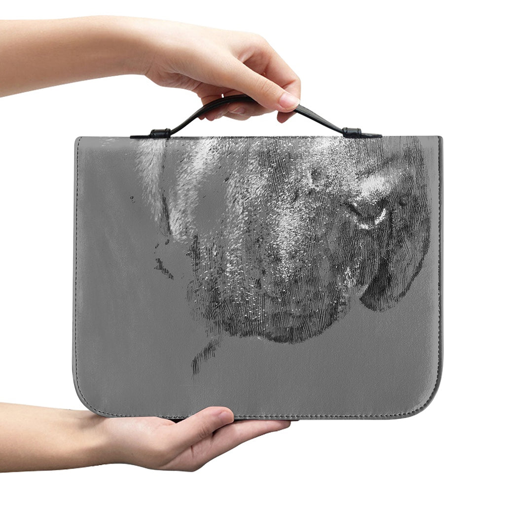 Monochrome Shar Pei Print Leather Bible Cover
