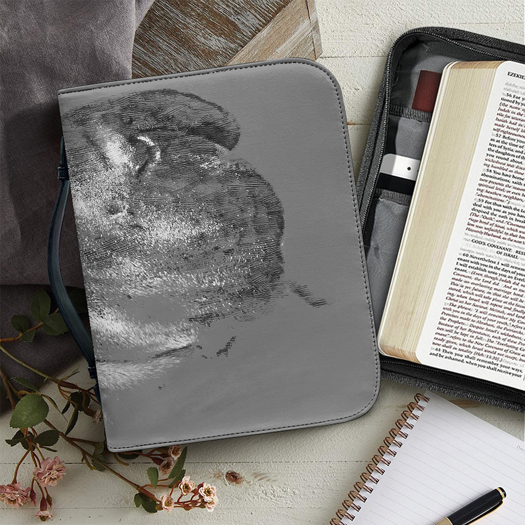 Monochrome Shar Pei Print Leather Bible Cover