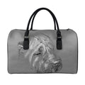 Monochrome Shar Pei Print Leather Duffel Bag