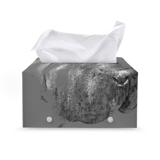 Monochrome Shar Pei Print Leather Tissue Box Cover