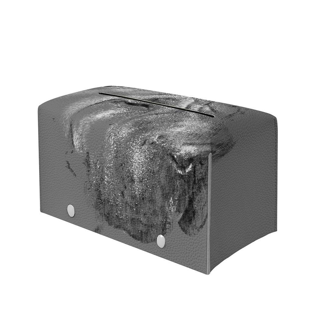 Monochrome Shar Pei Print Leather Tissue Box Cover
