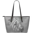 Monochrome Shar Pei Print Leather Tote Bag With Zipper