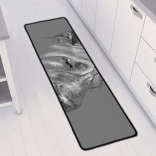 Monochrome Shar Pei Print Long Kitchen Mat