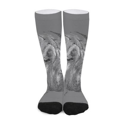 Monochrome Shar Pei Print Long Socks
