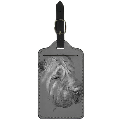 Monochrome Shar Pei Print Luggage Tag