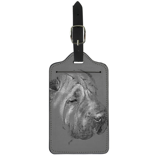 Monochrome Shar Pei Print Luggage Tag