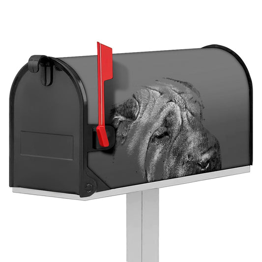 Monochrome Shar Pei Print Mailbox Cover