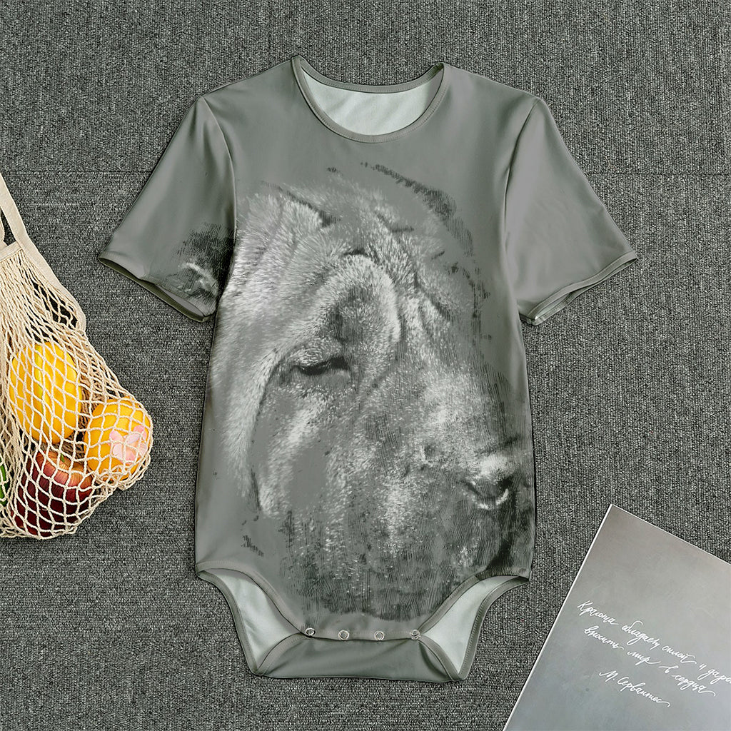 Monochrome Shar Pei Print Men's Bodysuit