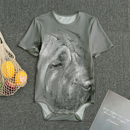 Monochrome Shar Pei Print Men's Bodysuit