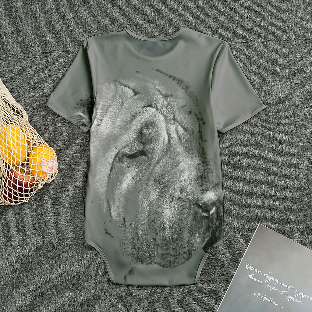 Monochrome Shar Pei Print Men's Bodysuit