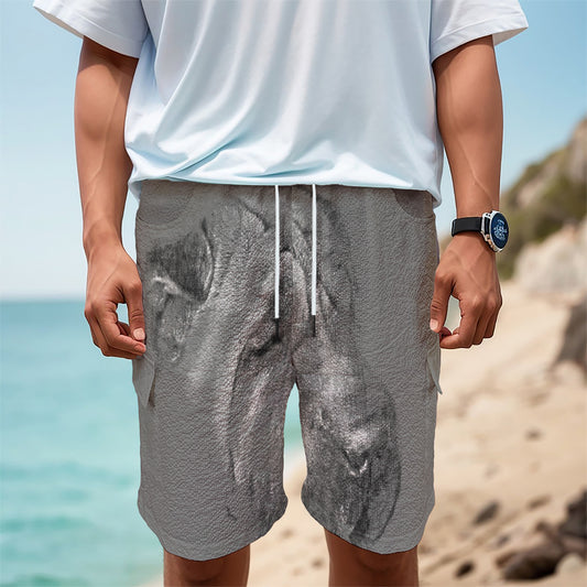 Monochrome Shar Pei Print Men's Cargo Shorts