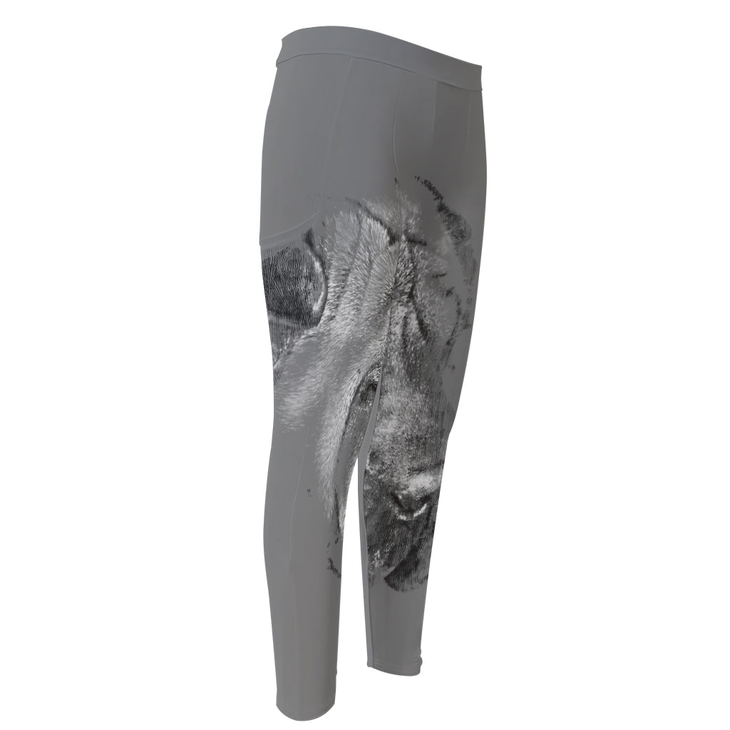 Monochrome Shar Pei Print Men's Compression Pants