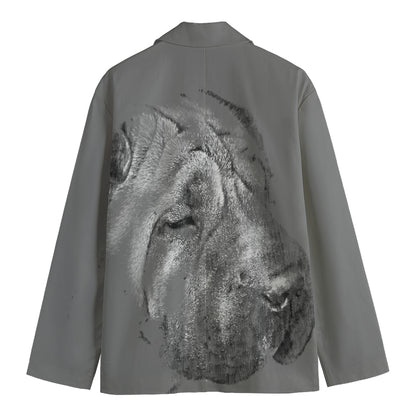 Monochrome Shar Pei Print Men's Cotton Blazer
