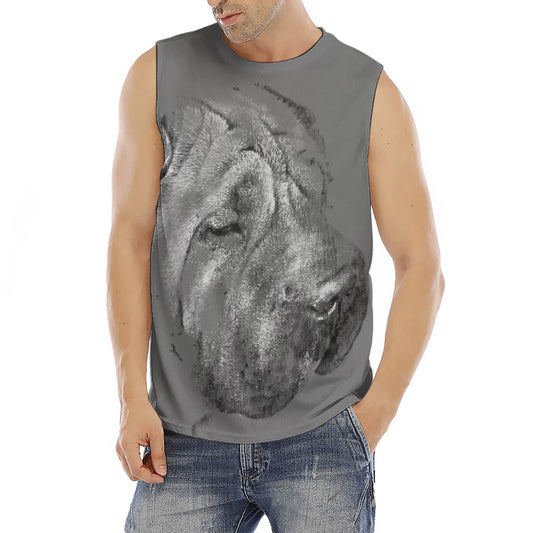 Monochrome Shar Pei Print Men's Fitness Tank Top