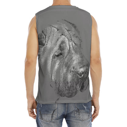 Monochrome Shar Pei Print Men's Fitness Tank Top
