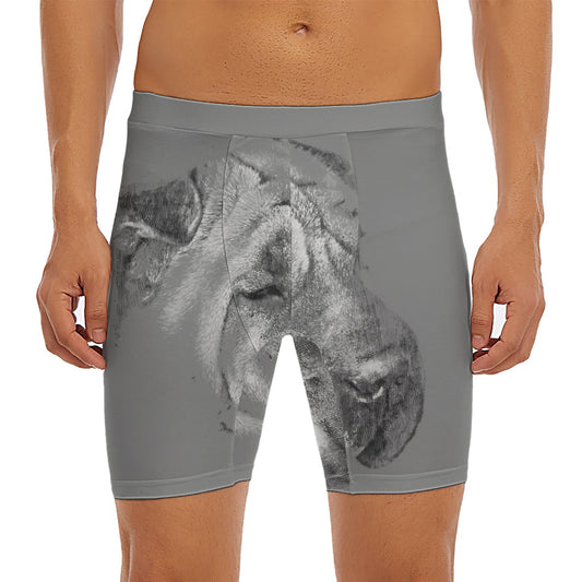 Monochrome Shar Pei Print Men's Long Boxer Briefs