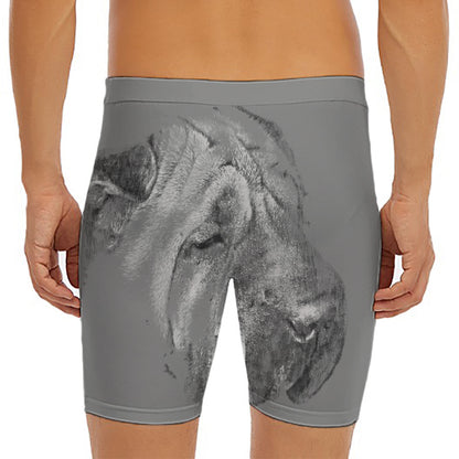 Monochrome Shar Pei Print Men's Long Boxer Briefs