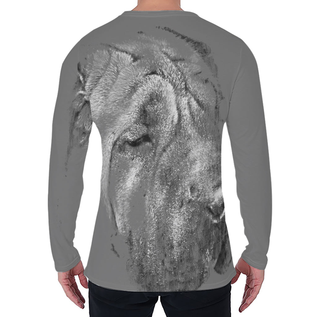 Monochrome Shar Pei Print Men's Long Sleeve T-Shirt