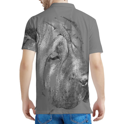 Monochrome Shar Pei Print Men's Polo Shirt