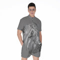 Monochrome Shar Pei Print Men's Romper