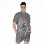 Monochrome Shar Pei Print Men's Rompers