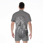 Monochrome Shar Pei Print Men's Rompers