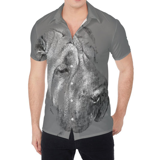 Monochrome Shar Pei Print Men's Shirt