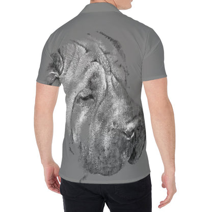 Monochrome Shar Pei Print Men's Shirt