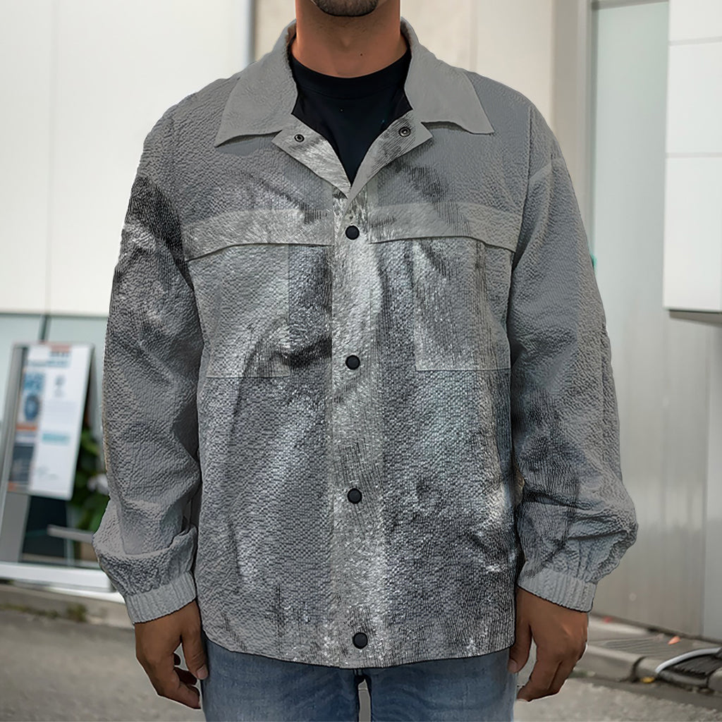 Monochrome Shar Pei Print Men's Shirt Jacket