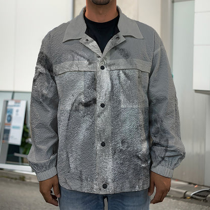 Monochrome Shar Pei Print Men's Shirt Jacket